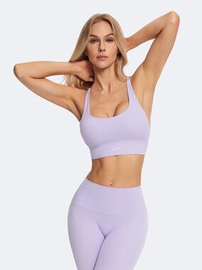 Better Me Lavender Strappy Sports Bra Pilates Top Large Pastel
